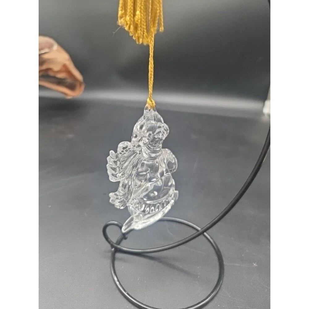 Gorham Lead Crystal Snowman Ornament Germany Vintage 3.5” w/ Tassel NIB